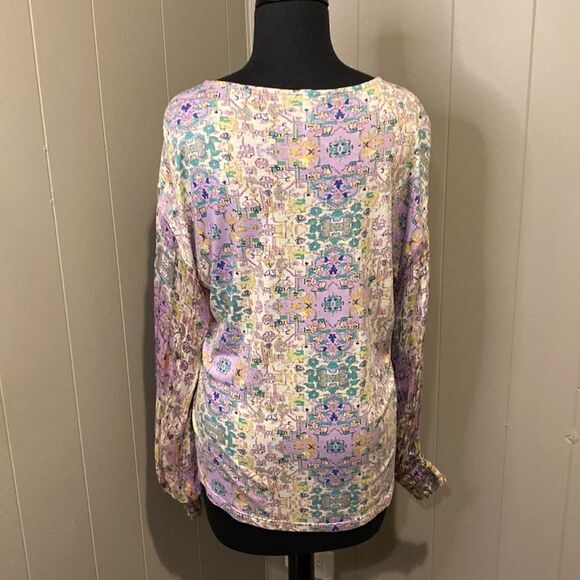 Anthropologie Small Odetta Embroidered Top Drawstring Lace-Up Floral - Picture 7 of 9